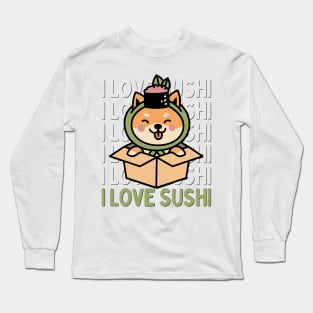 I love Sushi Cute Kawaii Sushi Animal Life is better eating sushi ramen Chinese food addict Long Sleeve T-Shirt